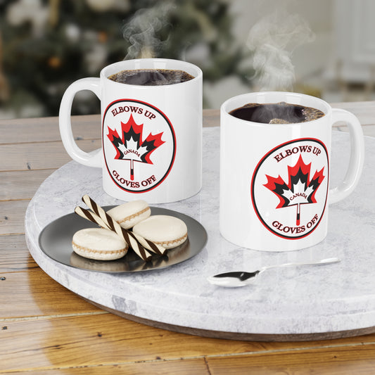 Dynamic Ceramic Mug - 'Elbows Up - Gloves Off' - English | 11oz, 15oz, 20oz