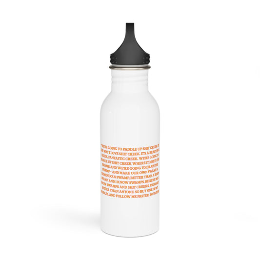 Water Bottle Eco-Friendly Stainless Steel - 'DJT Shit Creek Paddles - Gold Edition'