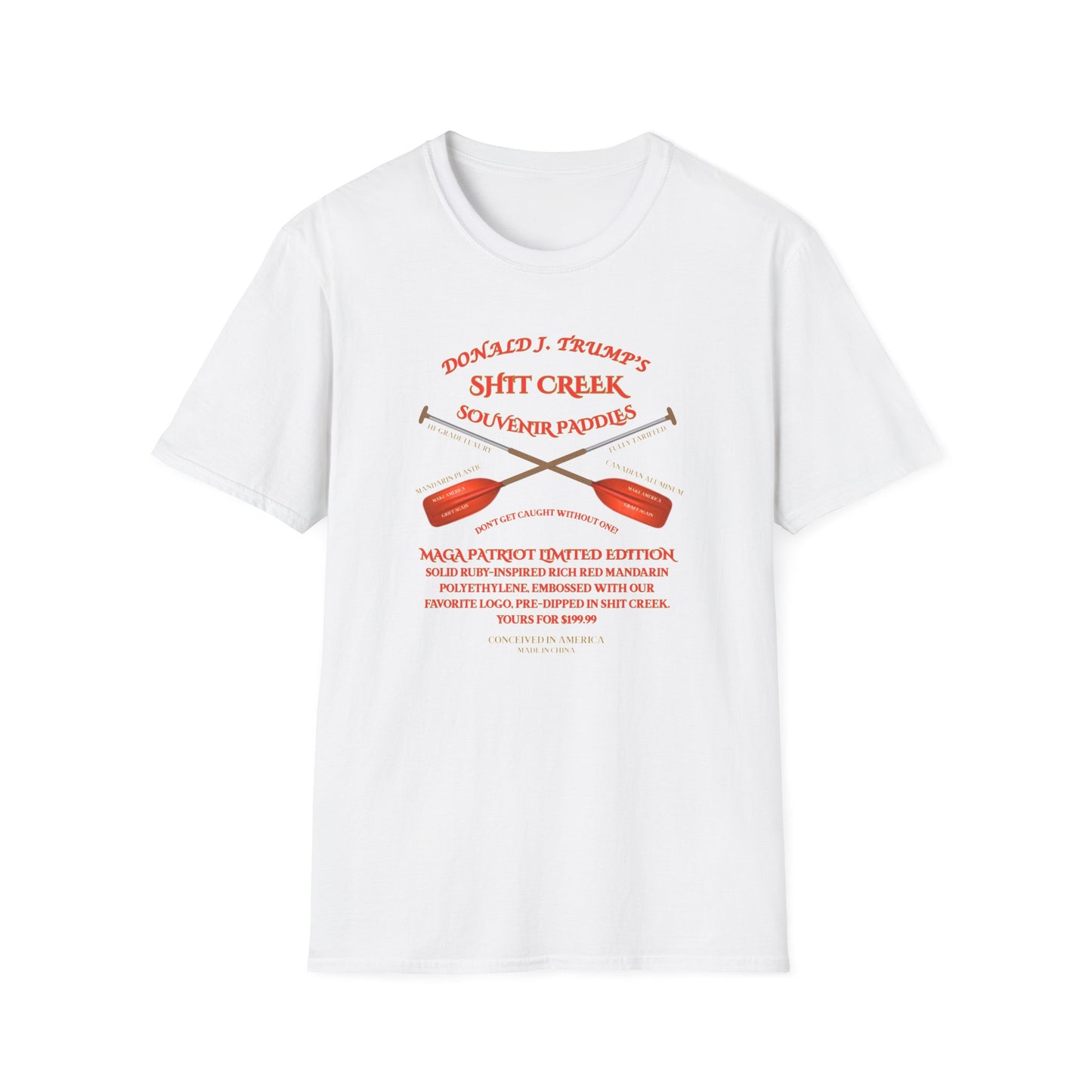 Adult Unisex Ultra Cotton Tee - 'DJT Shit Creek Paddles - MAGA Edition'