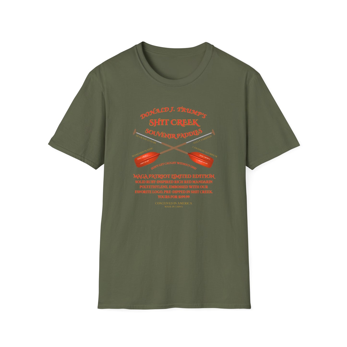 Adult Unisex Ultra Cotton Tee - 'DJT Shit Creek Paddles - MAGA Edition'