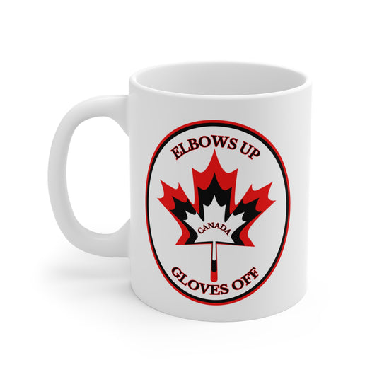 Dynamic Ceramic Mug - 'Elbows Up - Gloves Off' - English | 11oz, 15oz, 20oz