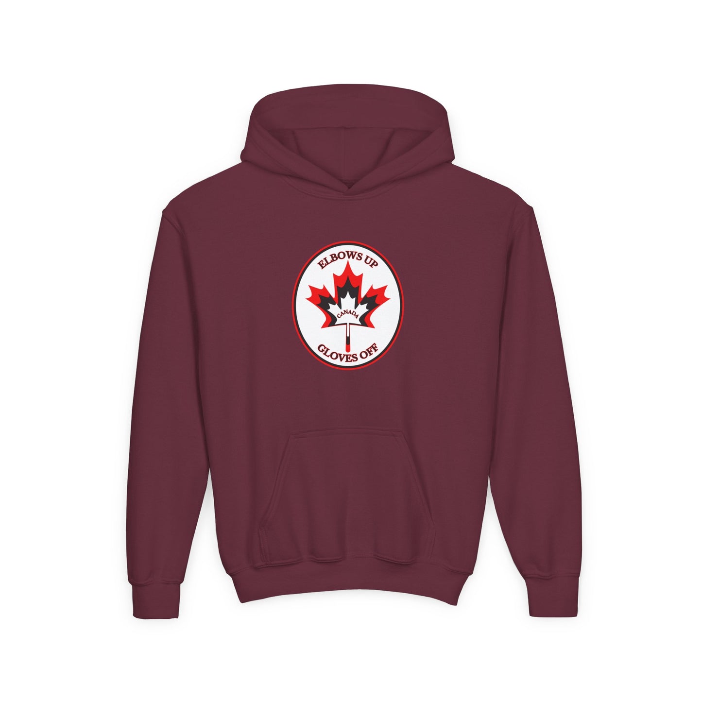 Kids Cotton Blend Hoodie - 'Elbows Up, Gloves Off' - English