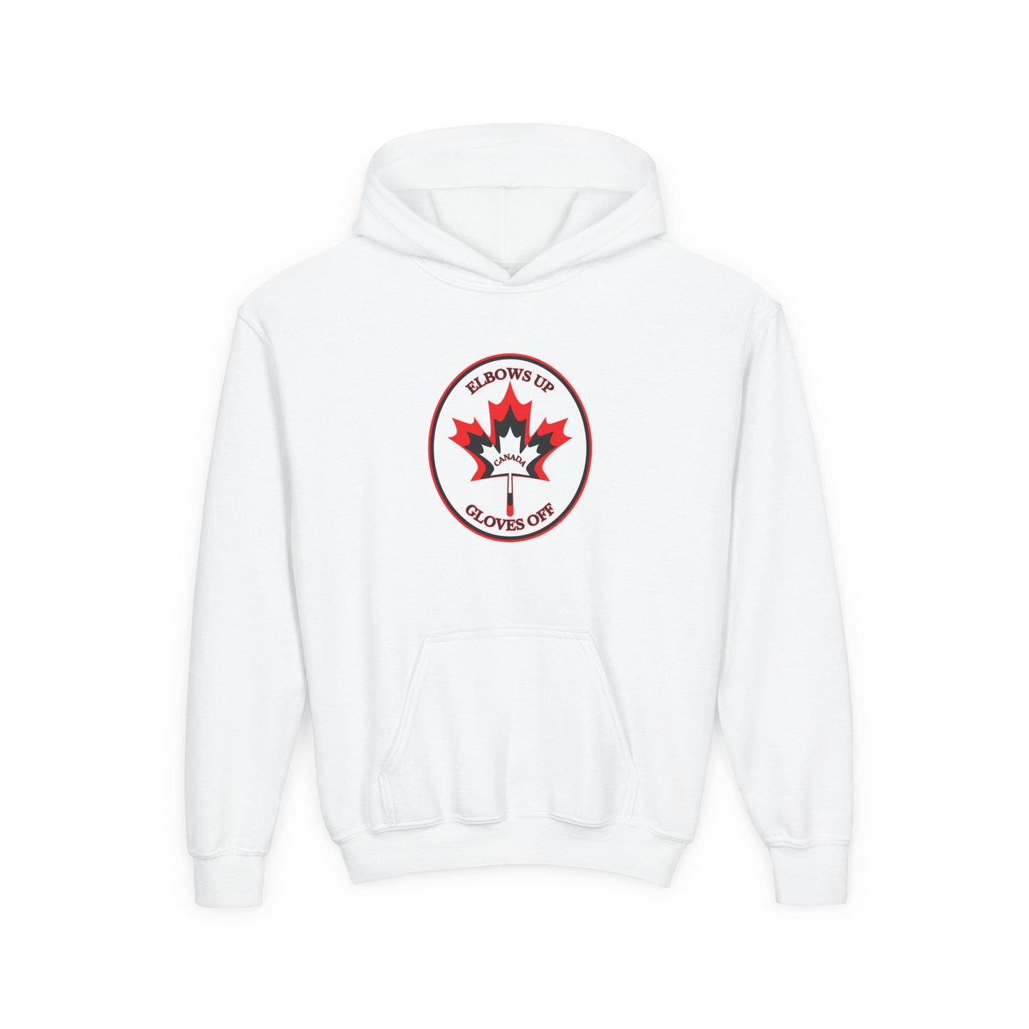 Kids Cotton Blend Hoodie - 'Elbows Up, Gloves Off' - English